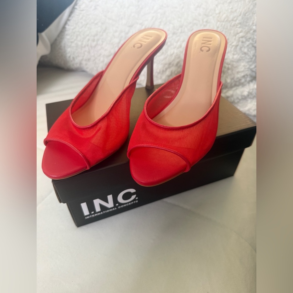 INC International Concepts Women's Scarlet Open-Toe Heels